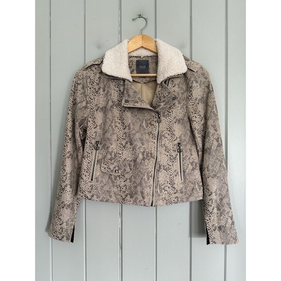 Lysse Rosalind Detachable Faux Shearling Collar Crop Jacket S Small Cropped Beig - Picture 1 of 6